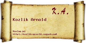 Kozlik Arnold névjegykártya
